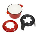 Alcohol stove enamel Cast Iron Cheese Fondue Set